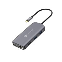 Novoo Type-C to 3*USB-A 3.0 HDMI 4K@30Hz VGA RJ45 PD 100W SD TF Kart Okuyucu HUB