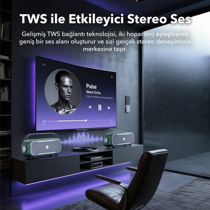 NOWGO C2 60W Bluetooth Hoparlör RGB IPX4 Taşınabilir Karaoke Sistemi Yeşil
