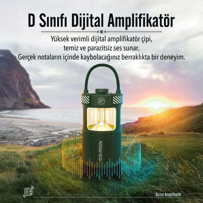 NowGo F1 20W Bluetoooth Hoparlör Taşınabilir Powerbank Kamp Feneri Bej