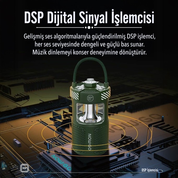 NowGo F1 20W Bluetoooth Hoparlör Taşınabilir Powerbank Kamp Feneri Yeşil