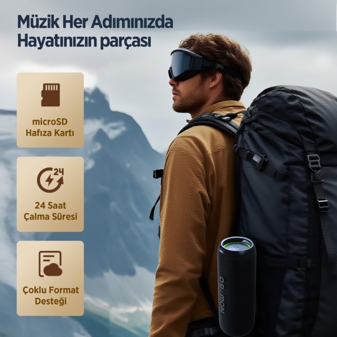 NowGo F6 20W RGB Speaker Su Geçirmez Taşınabilir Kablosuz Bluetooth Hoparlör Siyah