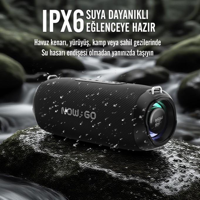 NowGo F8 40W RGB Speaker Su Geçirmez Taşınabilir Kablosuz Bluetooth Hoparlör Gri