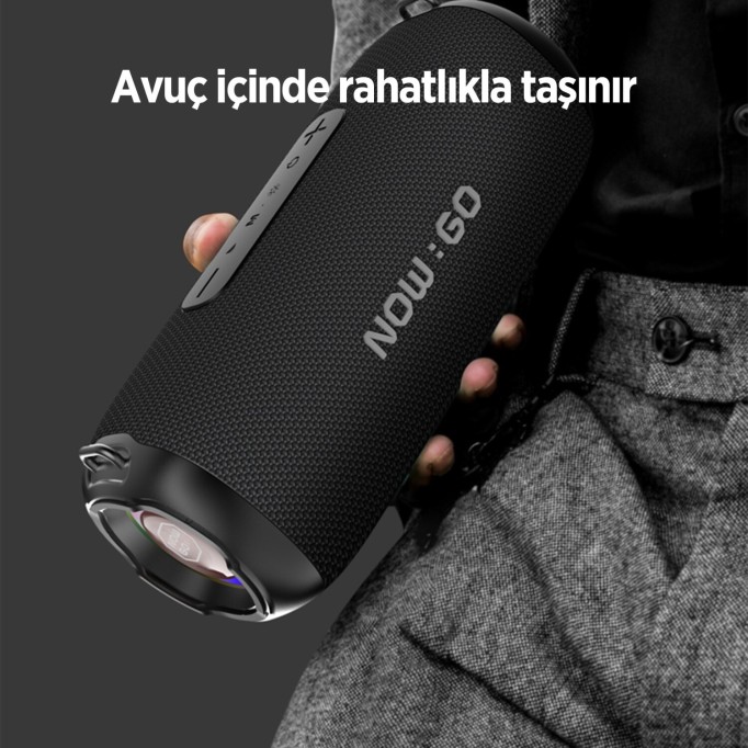 NowGo F8 40W RGB Speaker Su Geçirmez Taşınabilir Kablosuz Bluetooth Hoparlör Gri