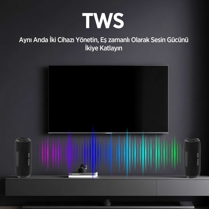 NowGo F8 40W RGB Speaker Su Geçirmez Taşınabilir Kablosuz Bluetooth Hoparlör Siyah