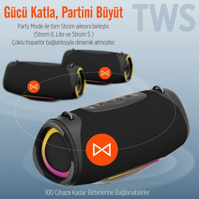 NowGo Storm Lite 80W RGB Super Bass TWS Party Speaker Taşınabilir Kablosuz Bluetooth Hoparlör