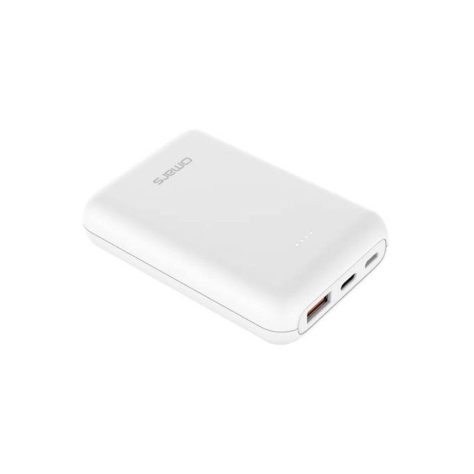 Omars 10000 mAh PD 20W Mini Powerbank Çift Çıkışlı Type-C & USB-A Beyaz