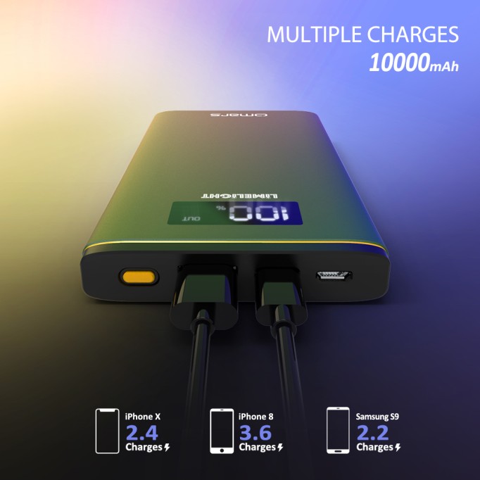 Omars 10000 mAh 18W USB ve Type-C PD Çıkışlı Powerbank Yeşil
