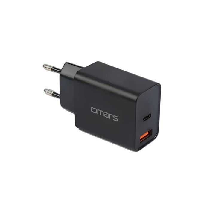 Omars 18W Çift Çıkışlı Type-C - USB Hızlı Şarj Cihazı ve 1 Metre Type-C Kablo