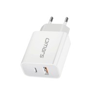 Omars 20W PD Çift Portlu USB-C & USB-A Hızlı Şarj Cihazı