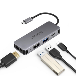 Omars 4 Port USB-C Hub 4K HDMI Video Transferi USB 3.1 PD USB-A ve Type-C Hub Çoklayıcı Adaptör Omars 4 Port USB-C Hub 4K HDMI Video Transferi USB 3.1 PD USB-A ve Type-C Hub Çoklayıcı Adaptör