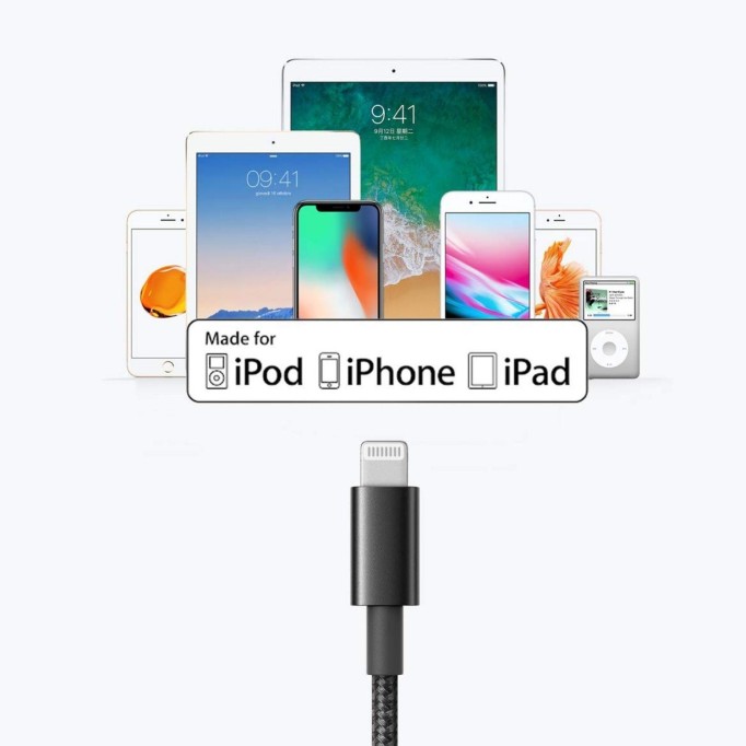 Omars MFI Lightning iPhone Hızlı Şarj ve Data Kablosu 1 Metre Siyah
