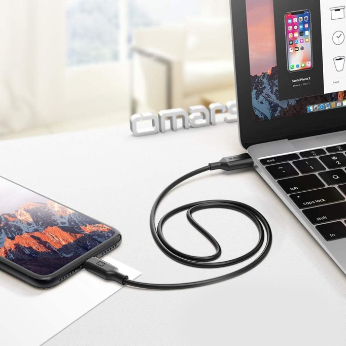 Omars Type-C iPhone MFI Lightning PD Hızlı Şarj Kablosu Siyah 1 Metre
