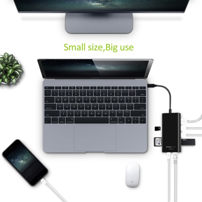 Omars Type-C to 3 Port USB 3.0 HDMI Ethernet SD TF Hub Çoklayıcı