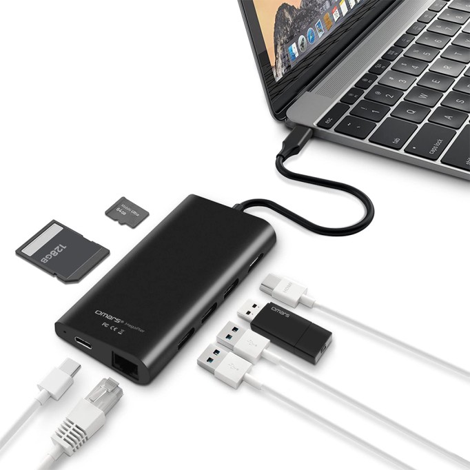 Omars Type-C to 3 Port USB 3.0 HDMI Ethernet SD TF Hub Çoklayıcı