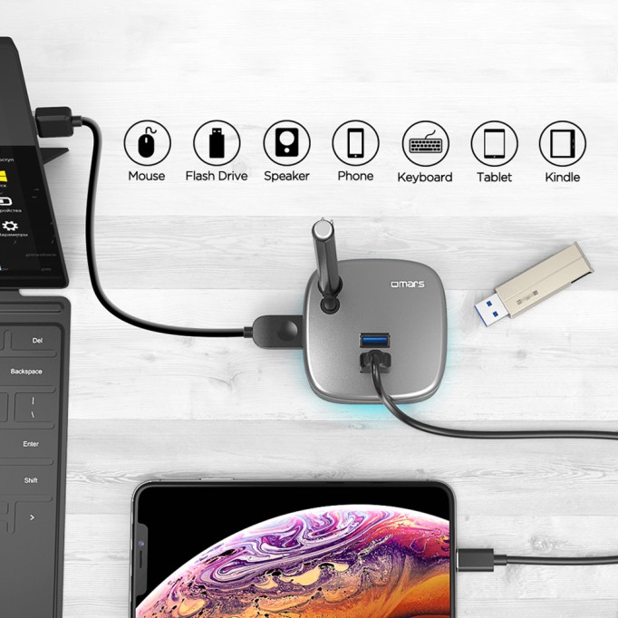 Omars Type-C USB 3.0 HUB Kart Okuyucu Gigabit Ethernet Dönüştürücü Omars Type-C USB 3.0 HUB Kart Okuyucu Gigabit Ethernet Dönüştürücü