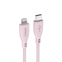 Omars USB-C to MFI Lightning iPhone Silikon PD Hızlı Şarj Kablosu Pembe