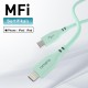 Omars USB-C to MFI Lightning iPhone Silikon PD Hızlı Şarj Kablosu Yeşil