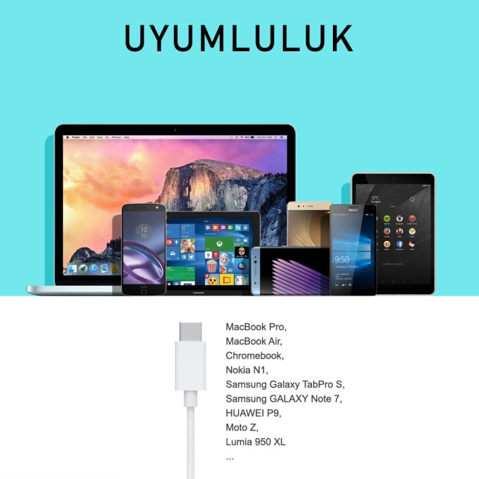 Omars USB Type-C 3A Şarj ve Data Kablosu - Beyaz