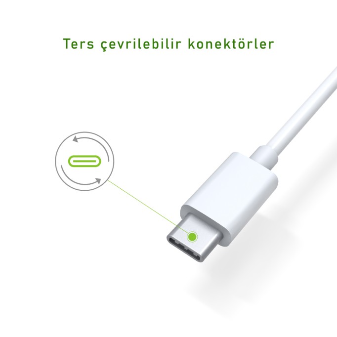 Omars USB Type-C 3A Şarj ve Data Kablosu - Beyaz