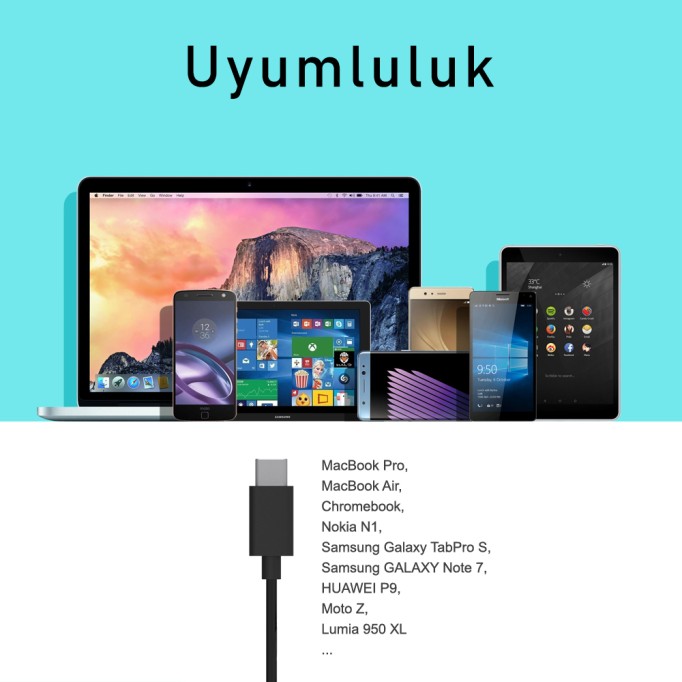 Omars USB Type-C 3A Şarj ve Data Kablosu - Siyah