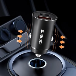 Omars USB Type-C PD 20W Çift Portlu Araç içi Hızlı Şarj Cihazı Omars USB Type-C PD 20W Çift Portlu Araç içi Hızlı Şarj Cihazı