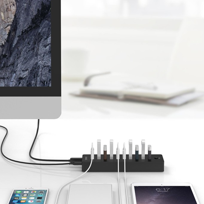 Orico 10 Portlu Anahtarlı Ledli USB 2.0 HUB Çoklayıcı ve Şarj İstasyonu