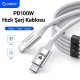 Orico 100W 5A PD Type-C to Type-C Hızlı Şarj ve Data Kablosu 1 Metre Beyaz