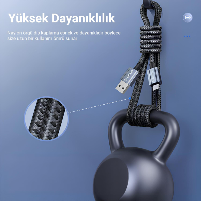 Orico 3A USB-A to Type-C Hızlı Şarj ve Data Kablosu 1.5 Metre