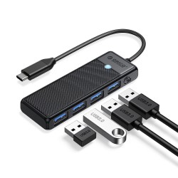 Siyah Orico 4 Portlu Type-C to USB 3.0 Yüksek hızlı 5Gbps HUB Çoklayıcı Siyah