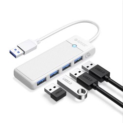 Beyaz Orico 4 Portlu USB 3.0 Yüksek hızlı 5Gbps HUB Çoklayıcı Beyaz