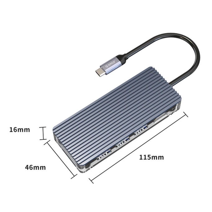 Orico 7 Portlu USB 3.0 100W HDMI TF/SD Kart Okuyucu Çoklayıcı HUB Gri