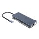 Orico 8 Portlu USB 3.0 100W RJ45 1000Mbps HDMI TF/SD Kart Okuyucu Çoklayıcı Gri