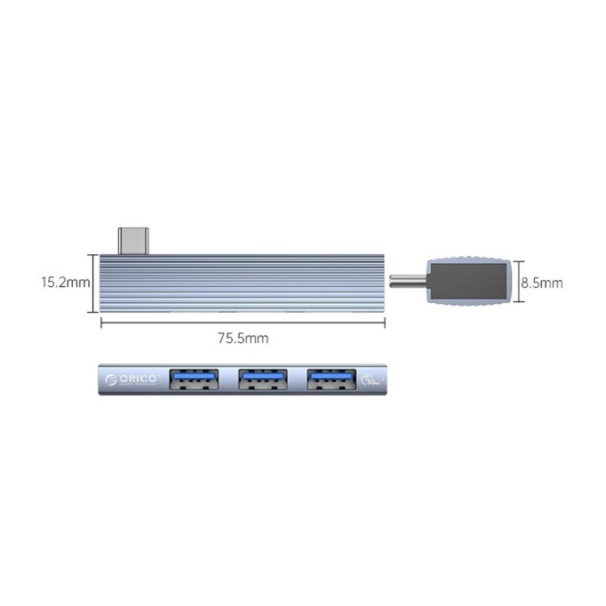 Orico AH-W13-GY-BP 3 Portlu USB 2.0 / 3.0 Type-C Çoklayıcı HUB