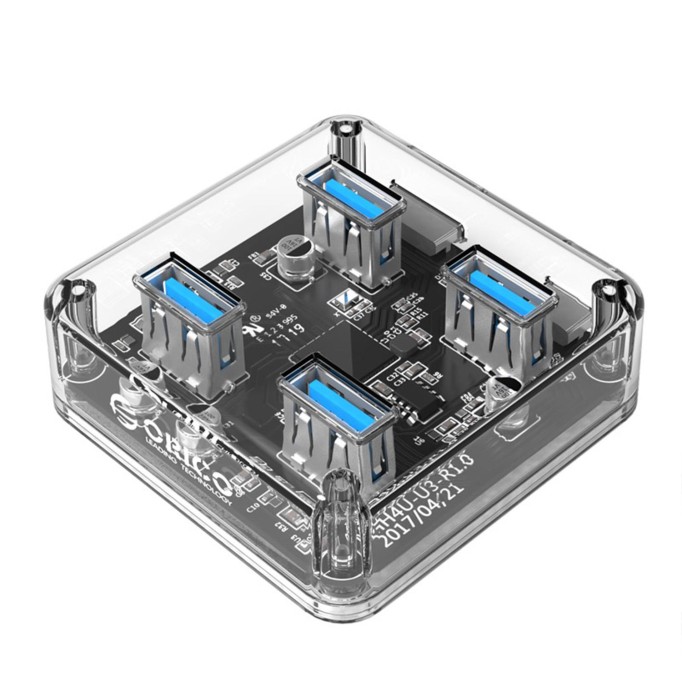 Orico Şeffaf Led Işıklı Dört Portlu USB 3.0 Çoklayıcı HUB