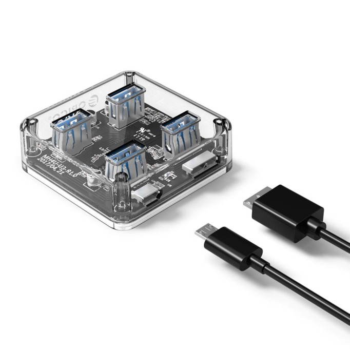 Orico Şeffaf Led Işıklı Dört Portlu USB 3.0 Çoklayıcı HUB