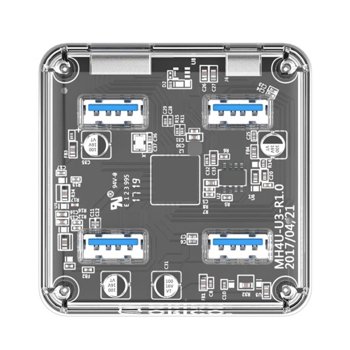 Orico Şeffaf Led Işıklı Dört Portlu USB 3.0 Çoklayıcı HUB