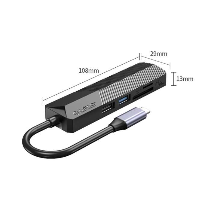 Orico Type-C Bağlantılı 2 USB Portlu 4K@30Hz HDMI TF/SD Docking Station Siyah