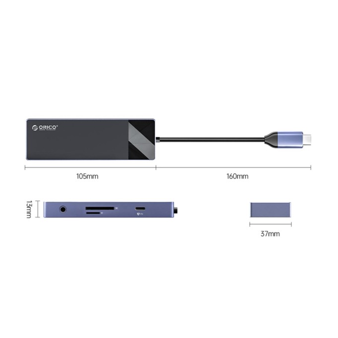Orico Type-C PD100W 4K 30Hz HDMI 3.5mm Jak SD TF Kart Okuyucu 3 USB Portlu Hub Çoklayıcı
