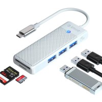 Orico Type-C to 3.0 TF SD Kart Okuyucu 3 Portlu USB 3.0 Çoklayıcı Adaptör Beyaz