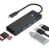 Orico Type-C to 3.0 TF SD Kart Okuyucu 3 Portlu USB 3.0 Çoklayıcı Adaptör Siyah