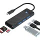 Orico Type-C to 3.0 TF SD Kart Okuyucu 3 Portlu USB 3.0 Çoklayıcı Adaptör Siyah