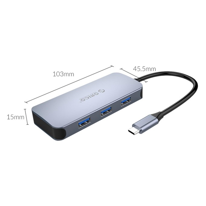 Orico Type-C to 3*USB 3.0 4K HDMI Gigabit Ethernet PD Çoklayıcı Dönüştürücü Hub