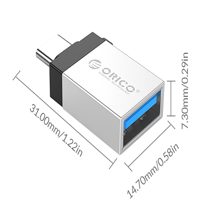 Orico Type-C to USB 3.0 Dönüştürücü Adaptör Gümüş