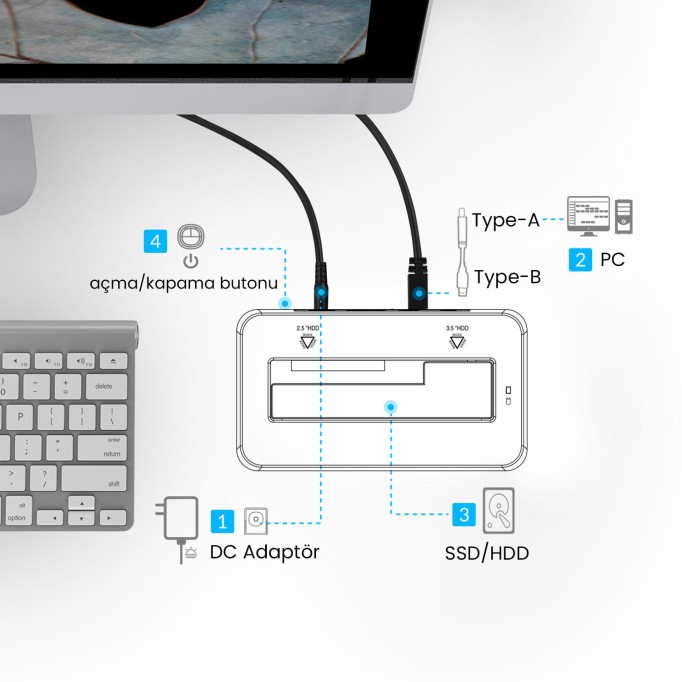 Orico USB 3.0 5Gbps 2.5/3.5 inç SATA HDD SSD Dock Station