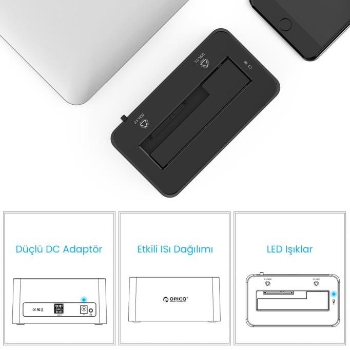 Orico USB 3.0 5Gbps 2.5/3.5 inç SATA HDD SSD Dock Station