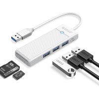 Orico USB 3.0 to 3.0 TF SD Kart Okuyucu 3 Portlu USB 3.0 Çoklayıcı Adaptör Beyaz
