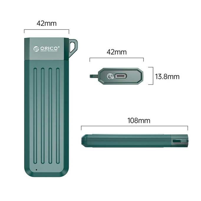 Orico USB 3.1 Gen2 Type-C 10Gbps M.2 NVMe SATA SSD Disk Kutusu Yeşil
