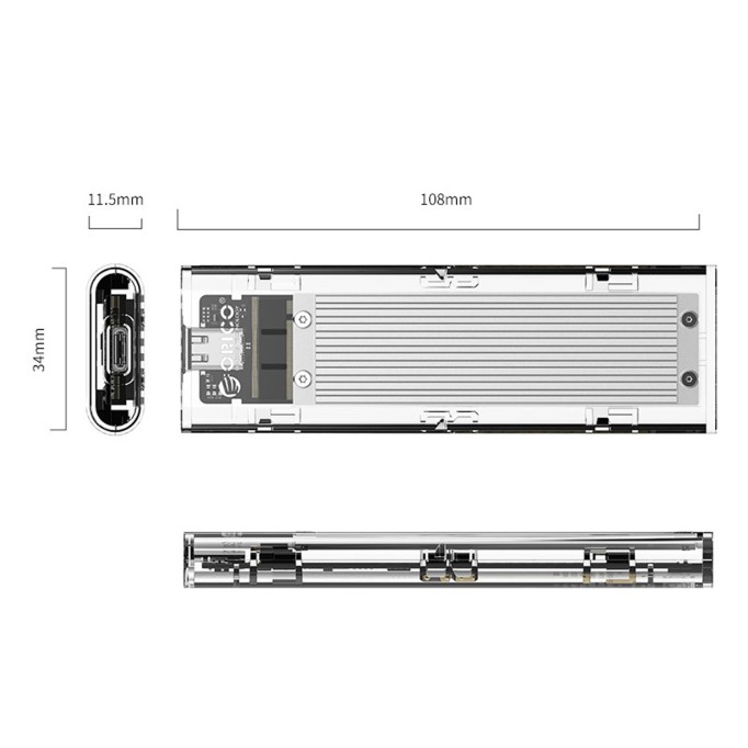 Orico USB 3.1 Gen2 Type-C 10Gbps M.2 NVMe SSD Disk Kutusu Gümüş