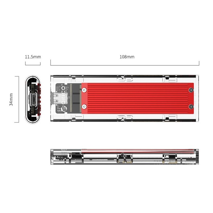 Orico USB 3.1 Gen2 Type-C 10Gbps M.2 NVMe SSD Disk Kutusu Kırmızı