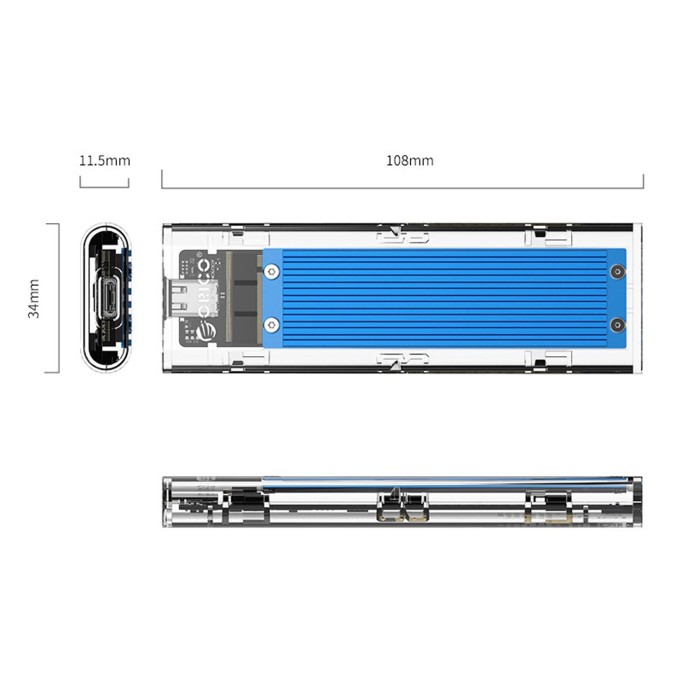 Orico USB 3.1 Gen2 Type-C 10Gbps M.2 NVMe SSD Disk Kutusu Mavi